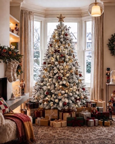 7ft christmas tree snowy - tree,