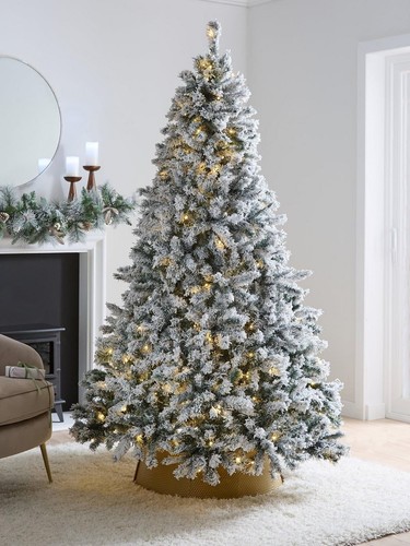 7ft flocked pre lit downswept - pre-lit,