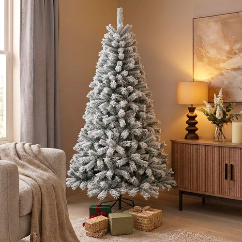 Flocked fir christmas - flocked, 7ft
